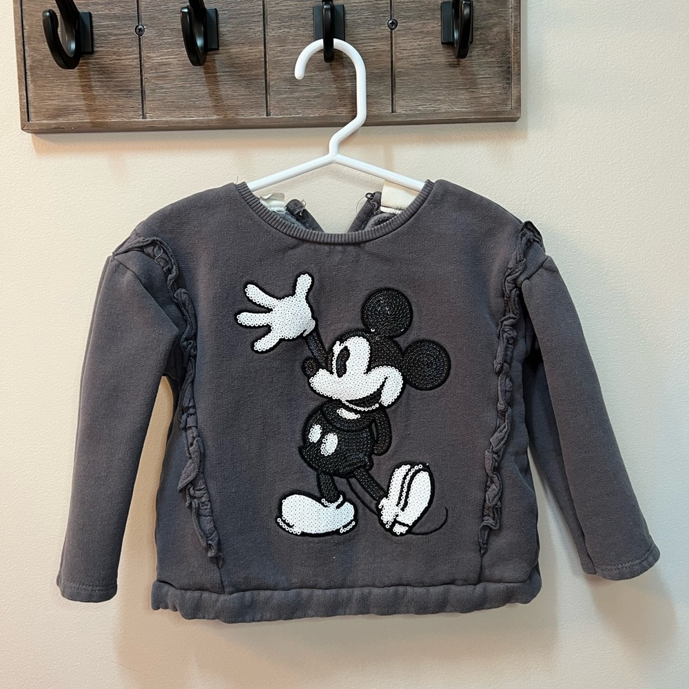 Zara baby 3/4T sequin Mickey sweatshirt